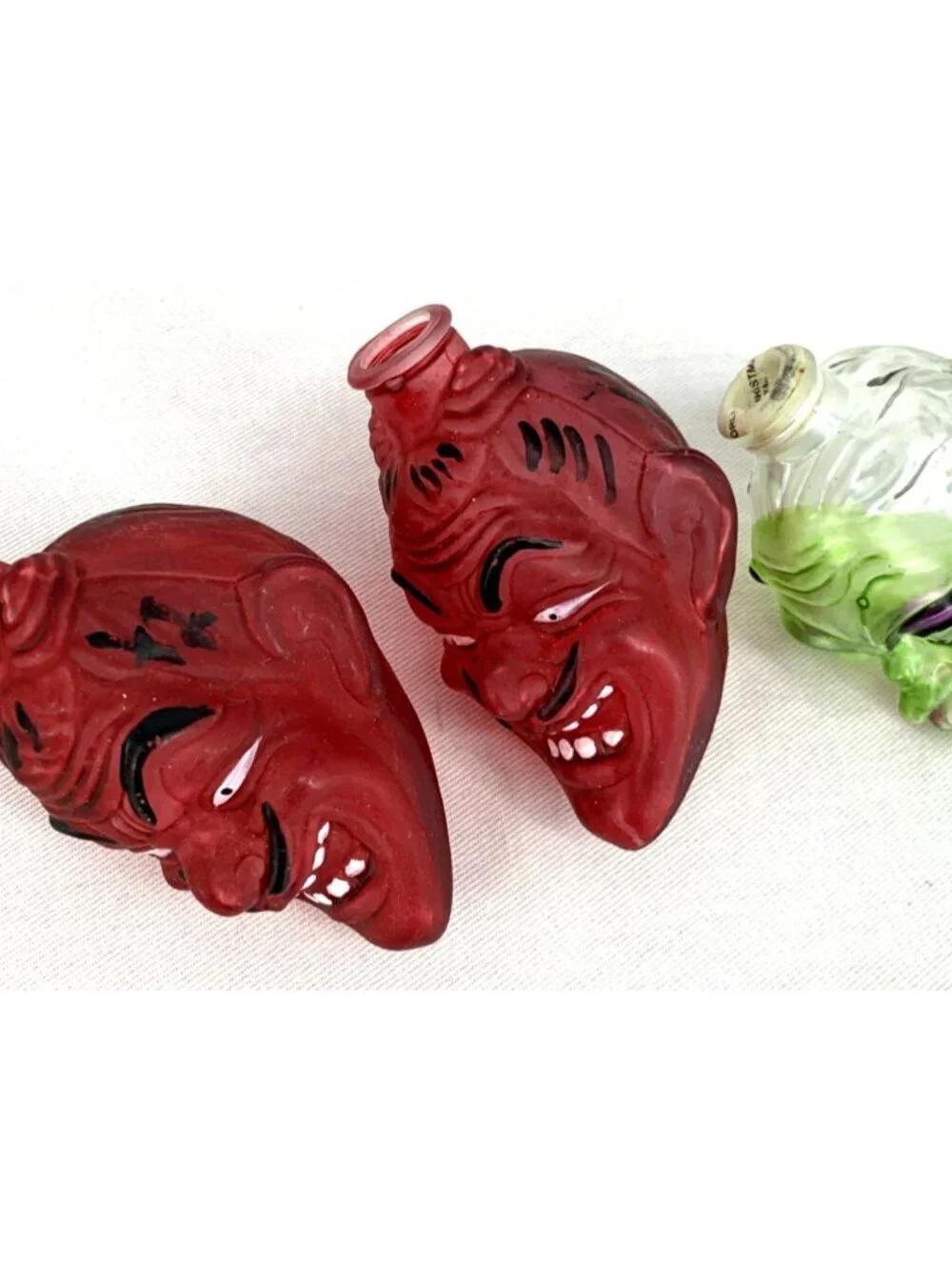 Old World Glass Halloween Ornaments String Light Covers Lot of 12 Devil Pumpkin